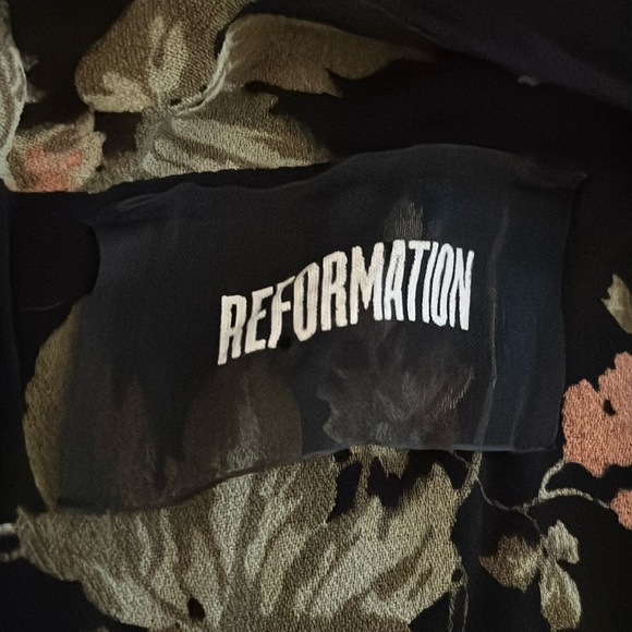 REFORMATION Giselle Dress Midi Floral‎ Black Pink Size S M Garden Party Date - Picture 9 of 10